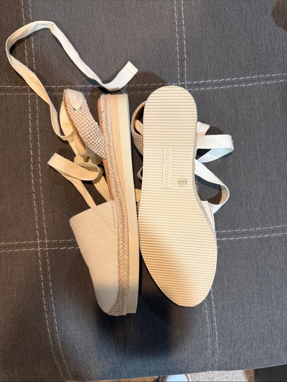 Vince Camuto Cream Lace-Up Espadrille Flats
